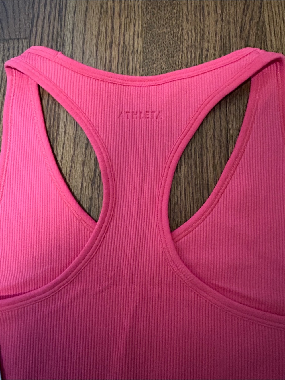 NWT Athleta Recharge Seamless Racerback Tank Pink Ribbed Crop Tank Medium - Picture 5 of 5
